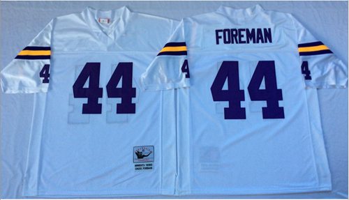 Mitchell And Ness Vikings #44 Chuck Foreman White Throwback Stitched NFL Jersey - Click Image to Close